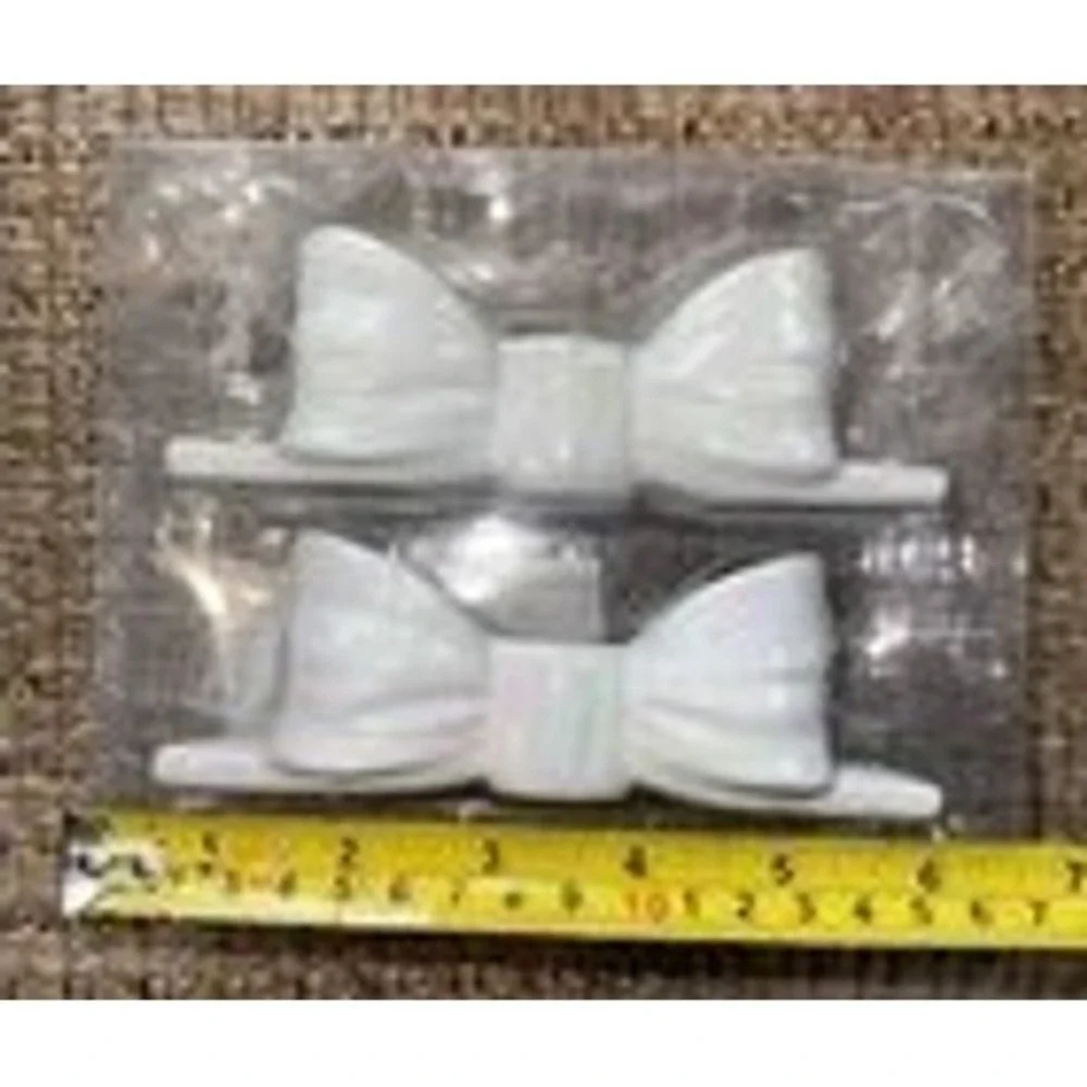 Lot of 14 Iridescent White Ceramic Bow Taper Candle Holders 7 Sets of 2 Coquette